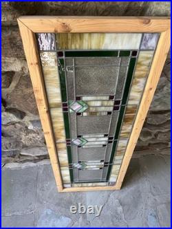 ANTIQUE STAINED GLASS WINDOW, 3 TULIPS ART DECO VG COND, coal region of PA 1930s