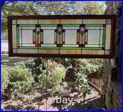 ANTIQUE STAINED GLASS WINDOW, 3 TULIPS ART DECO VG COND, coal region of PA 1930s