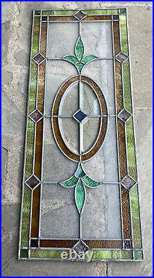 ANTIQUE STAINED GLASS WINDOW BEVELED /LEADED 1930s COAL MINE REGION PENNSYLVANIA