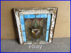 ANTIQUE STAINED GLASS WINDOW COLORFUL 18.5 x 19.5 ARCHITECTURAL SALVAGE