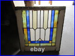 ANTIQUE STAINED GLASS WINDOW COLORFUL 18.5 x 20 ARCHITECTURAL SALVAGE