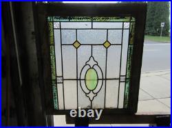 ANTIQUE STAINED GLASS WINDOW COLORFUL 24.5 x 27.5 ARCHITECTURAL SALVAGE