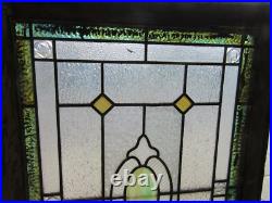 ANTIQUE STAINED GLASS WINDOW COLORFUL 24.5 x 27.5 ARCHITECTURAL SALVAGE