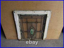 ANTIQUE STAINED GLASS WINDOW COLORFUL 24.5 x 27.5 ARCHITECTURAL SALVAGE
