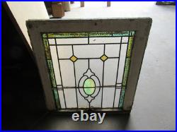 ANTIQUE STAINED GLASS WINDOW COLORFUL 24.5 x 27.5 ARCHITECTURAL SALVAGE