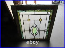 ANTIQUE STAINED GLASS WINDOW COLORFUL 24.5 x 27.5 ARCHITECTURAL SALVAGE