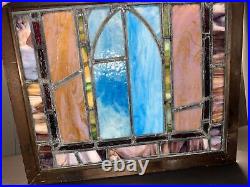 ANTIQUE STAINED GLASS WINDOW COLORFUL 24 x 20 ARCHITECTURAL SALVAGE