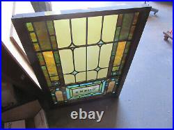 ANTIQUE STAINED GLASS WINDOW GG 33 x 43.75 ARCHITECTURAL SALVAGE