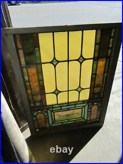 ANTIQUE STAINED GLASS WINDOW GG 33 x 43.75 ARCHITECTURAL SALVAGE