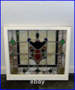 ANTIQUE STAINED GLASS WINDOW, NYC AREA SALVAGE 1950s