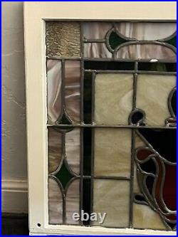 ANTIQUE STAINED GLASS WINDOW, NYC AREA SALVAGE 1950s