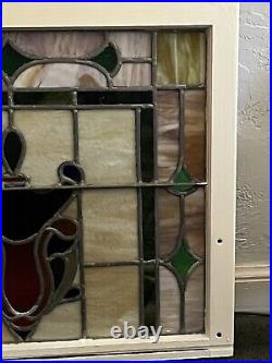 ANTIQUE STAINED GLASS WINDOW, NYC AREA SALVAGE 1950s