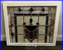 ANTIQUE STAINED GLASS WINDOW, NYC AREA SALVAGE 1950s