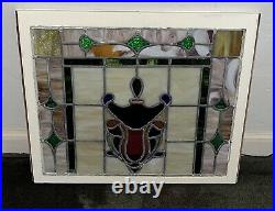 ANTIQUE STAINED GLASS WINDOW, NYC AREA SALVAGE 1950s