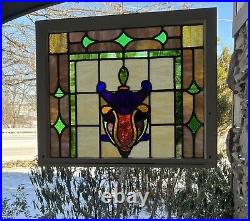 ANTIQUE STAINED GLASS WINDOW, NYC AREA SALVAGE 1950s