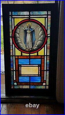 ANTIQUE STAINED GLASS WINDOW, ST. MARY'S ASSUMPTION, LATE 1800s