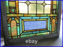 ANTIQUE STAINED GLASS WINDOW WW 35.75 x 40.5 ARCHITECTURAL SALVAGE
