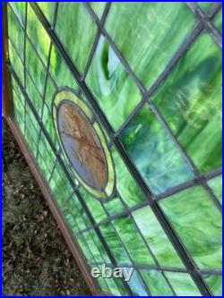 ANTIQUE STAINED GLASS WINDOW, a bird on a branch, EARLY 1900s LEHIGHTON PA ANTIQUE STAINED GLASS WINDOW, a bird on a branch, EARLY 1900s LEHIGHTON PA