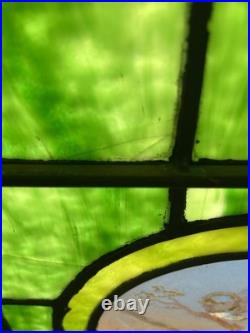ANTIQUE STAINED GLASS WINDOW, a bird on a branch, EARLY 1900s LEHIGHTON PA ANTIQUE STAINED GLASS WINDOW, a bird on a branch, EARLY 1900s LEHIGHTON PA