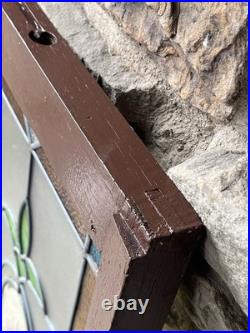 ANTIQUE STAINED GLASS WINDOW, etched beveled leaded COAL REGION OF PA 1930s