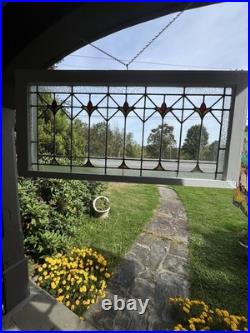 ANTIQUE STAINED GLASS WINDOW, the tulips coal mining region PA 1920s