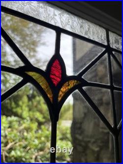 ANTIQUE STAINED GLASS WINDOW, the tulips coal mining region PA 1920s