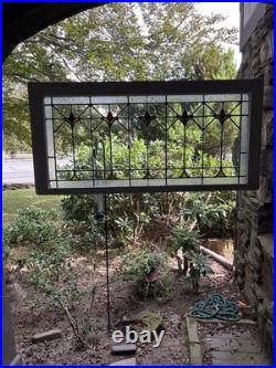 ANTIQUE STAINED GLASS WINDOW, the tulips coal mining region PA 1920s
