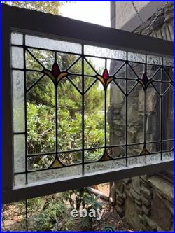 ANTIQUE STAINED GLASS WINDOW, the tulips coal mining region PA 1920s