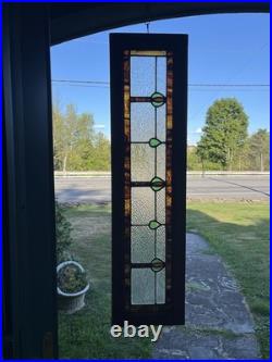 ANTIQUE STAINED GLASS WINDOW tulips EARLY 1900s VG COND coal region of PA