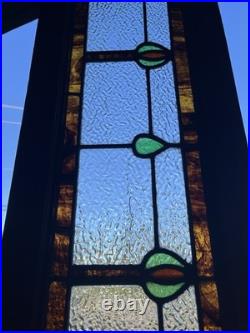 ANTIQUE STAINED GLASS WINDOW tulips EARLY 1900s VG COND coal region of PA