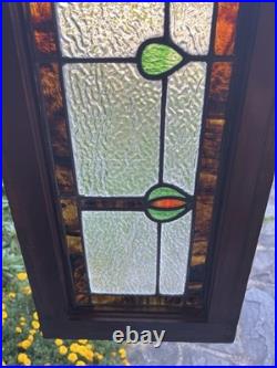 ANTIQUE STAINED GLASS WINDOW tulips EARLY 1900s VG COND coal region of PA