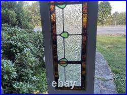 ANTIQUE STAINED GLASS WINDOW tulips EARLY 1900s VG COND coal region of PA