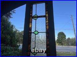 ANTIQUE STAINED GLASS WINDOW tulips EARLY 1900s VG COND coal region of PA