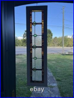 ANTIQUE STAINED GLASS WINDOW tulips EARLY 1900s VG COND coal region of PA