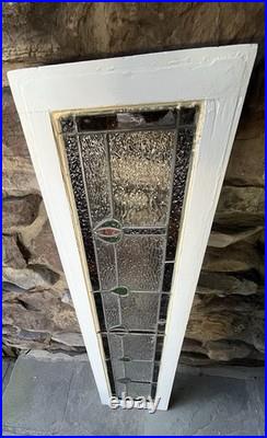 ANTIQUE STAINED GLASS WINDOW tulips EARLY 1900s VG COND coal region of PA