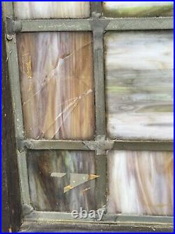 ANTIQUE STAINED GLASS WINDOW with Frame Fleur-de-lis ARCHITECTURAL SALVAGE