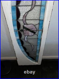 ANTIQUE STAINED LEADED GLASS ARCHED TRANSOM WINDOW, Philadelphia entrance 1930