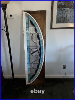 ANTIQUE STAINED LEADED GLASS ARCHED TRANSOM WINDOW, Philadelphia entrance 1930