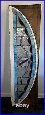 ANTIQUE STAINED LEADED GLASS ARCHED TRANSOM WINDOW, Philadelphia entrance 1930