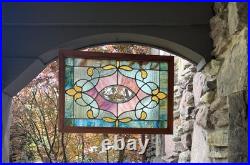 ANTIQUE VICTORIAN STAINED LEADED GLASS WINDOW SET(2) 1930s very good condition ANTIQUE VICTORIAN STAINED LEADED GLASS WINDOW SET(2) 1930s very good condition