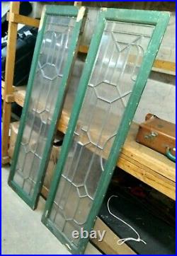 ANTIQUE VTG Beveled Lead Stained Glass Sidelight Window Panels Local Pickup