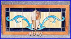 ANTIQUE VTG LEADED BEVELED GLASS TRANSOM WINDOW PANEL 16x35 ANTIQUE VTG LEADED BEVELED GLASS TRANSOM WINDOW PANEL 16x35