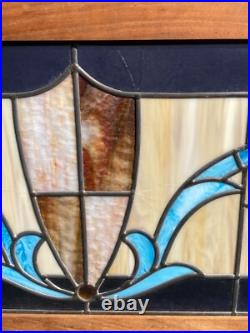 ANTIQUE VTG LEADED BEVELED GLASS TRANSOM WINDOW PANEL 16x35 ANTIQUE VTG LEADED BEVELED GLASS TRANSOM WINDOW PANEL 16x35