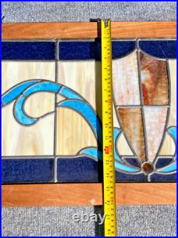 ANTIQUE VTG LEADED BEVELED GLASS TRANSOM WINDOW PANEL 16x35 ANTIQUE VTG LEADED BEVELED GLASS TRANSOM WINDOW PANEL 16x35