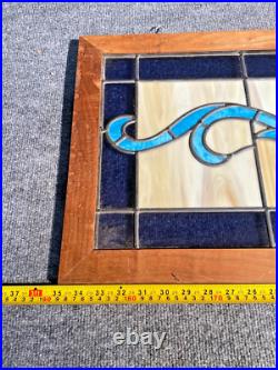 ANTIQUE VTG LEADED BEVELED GLASS TRANSOM WINDOW PANEL 16x35 ANTIQUE VTG LEADED BEVELED GLASS TRANSOM WINDOW PANEL 16x35