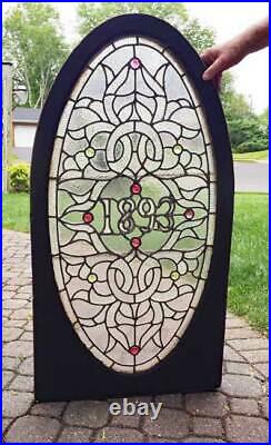 ANTIQUE Victorian STAINED / LEADED Glass ADDRESS WINDOW / DOOR