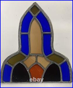 ANTIQUE (early 1900s) GOTHIC STAINED LEADED GLASS CHURCH WINDOW FOR REPURPOSE