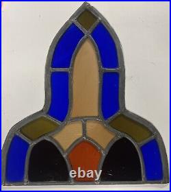 ANTIQUE (early 1900s) GOTHIC STAINED LEADED GLASS CHURCH WINDOW FOR REPURPOSE