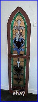 ANTIQUE (pre 1900) TALL STAINED GLASS CHURCH WINDOW SET FOR REPURPOSE