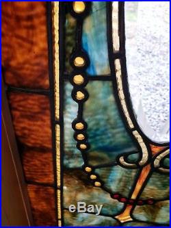 AWESOME PAIR OF ANTIQUE VICTORIAN STAINED GLASS SIDELIGHT WINDOWS 15 1/2 By 60